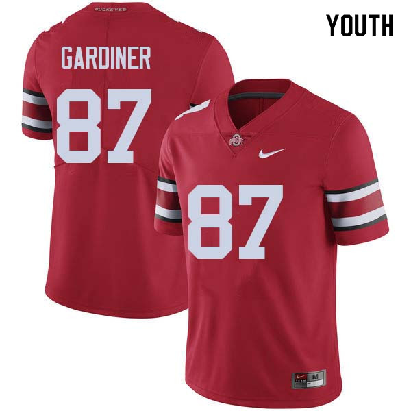 Ohio State Buckeyes Ellijah Gardiner Youth #87 Red Authentic Stitched College Football Jersey